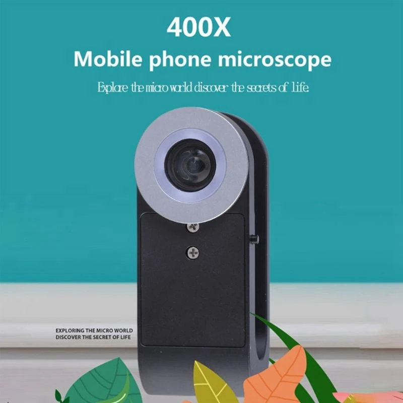 

Мини-микроскоп E1PC 400x со встроенным аккумулятором для смартфона, увеличитель для камеры, светодиодный микролинзовый микроскоп-A23U