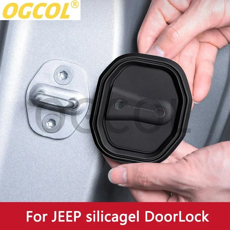 4pcs Absorber Cushion Silicone Car Door Lock Buckle Anti-collision Protective Cover  For For Jeep Grand Cherokee Compass Patriot