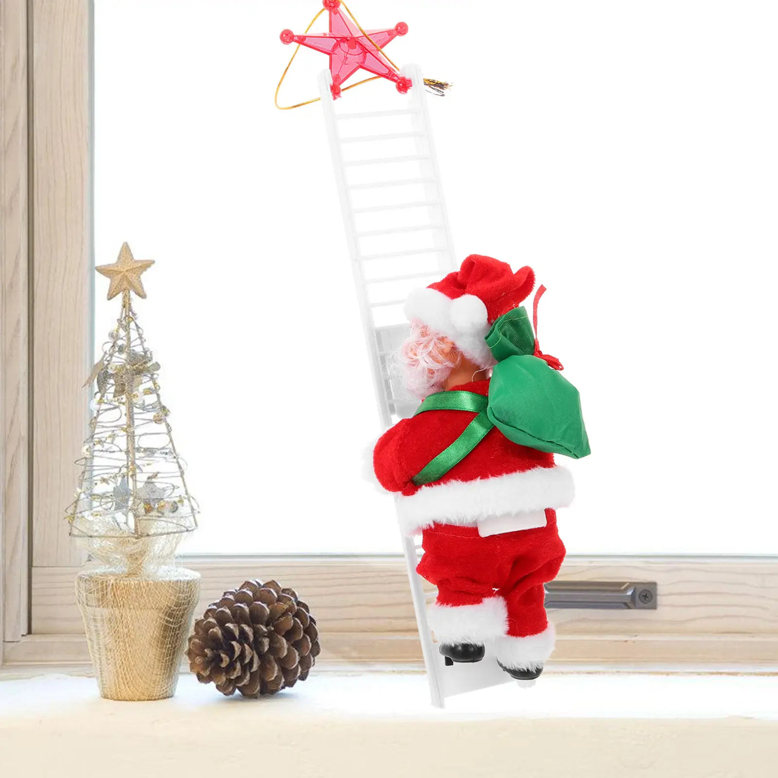 

Musical Electric Climbing Ladder Santa Xmas Gift Bright Color Christmas Ornament Santa Claus Decoration Christmas Gift