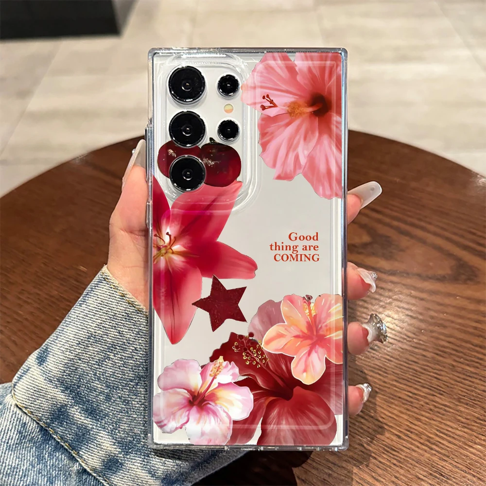 Kirschblüten-Hülle für Samsung Galaxy S26 S25 S24 S23 Ultra S22 S21Plus FE A57 A56 A55 A54 A53 A36 A35 A34 5G Transparente Schutzhülle – Detail 4