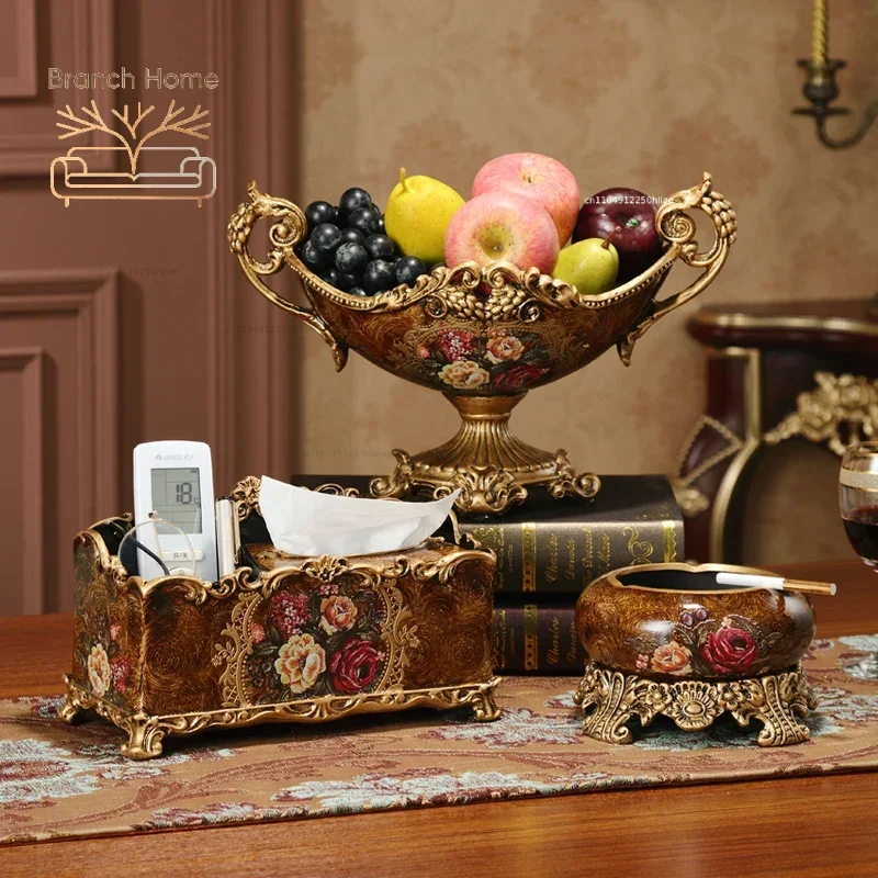 Pumpkin Fruit Bowl, French Elephant Tissue Dispenser, Dual-Ear Flower Vase for Interiors, American Decor Pieces, 1Resin