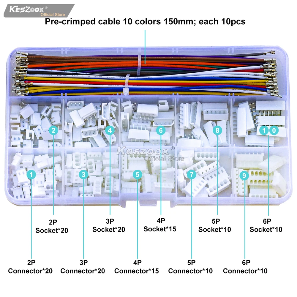 Imagem -04 - Kit de Conectores Molex Macho e Fêmea Caixa com Cabo Pré-crimped Dupont 5264 Kf2510 2.54 2.5 mm