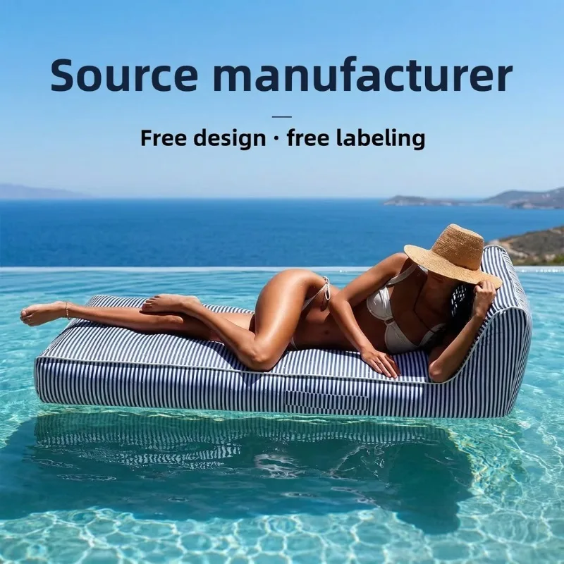 Bestseller Adult PVC Inflatable Floating Bed & Water Lounger Pool Float Blue Stripes 180x85cm for Seaside Vacations Yacht Use