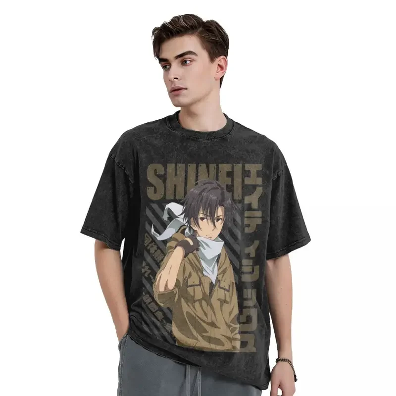 Washed T Shirts 86 Shinei Nouzen Hip Hop Casual T-Shirts Oversize Anime Streetwear 100% Cotton Summer Tops Tees Men Women