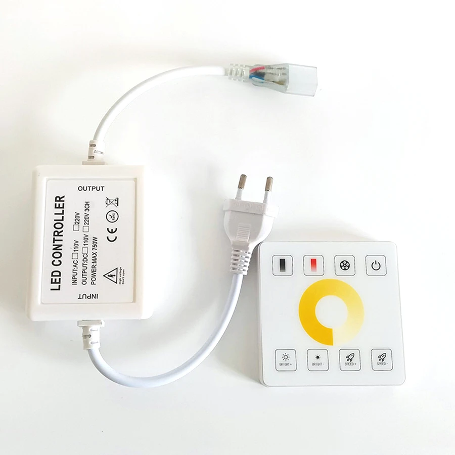 1set Touch panel 220V 110V Dimmer high voltage 1000W Remote Single Color CCT color temperature for 2835 5730 COB light strip