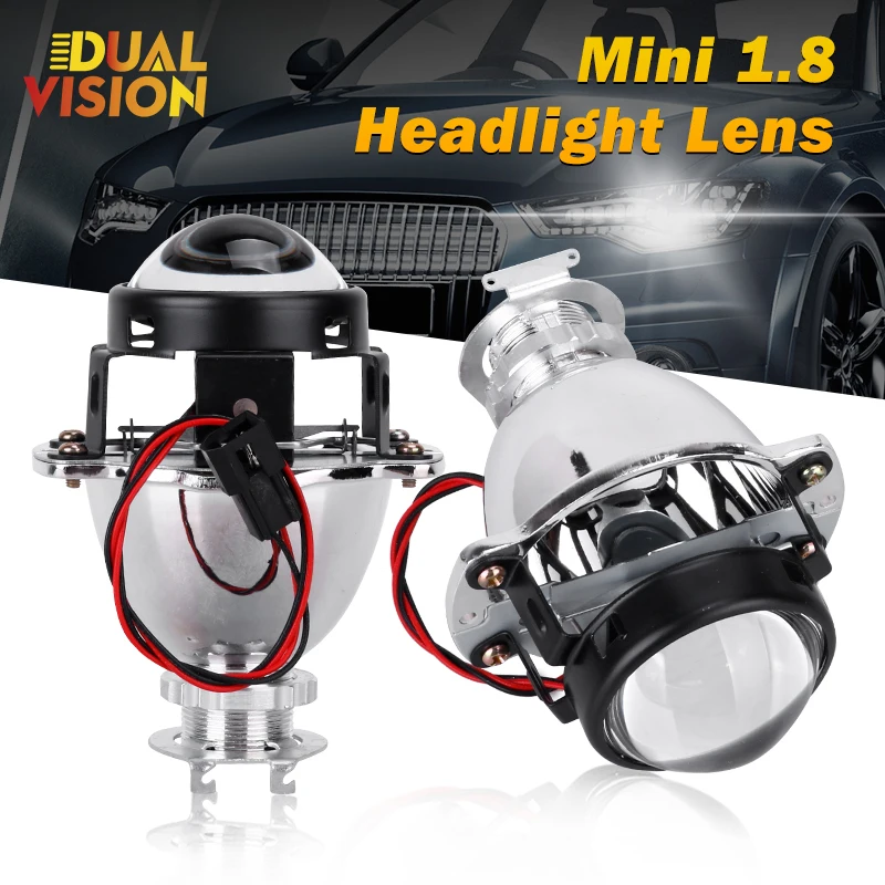 

2Pcs 1.8 Inch Bi LED Projector Lenses Headlights H7/H4/9005/9006 LED HID Car Light For Motorcycle Upgrade Kits Mini Head Lamp