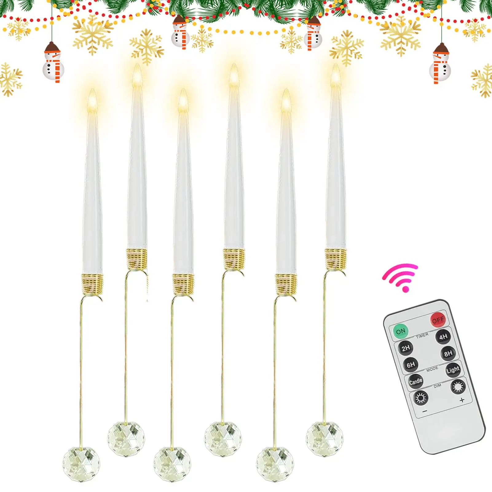 Christmas Tree Candles Battery Operated LED Candles 6 Pack Flameless Candles with Remote for Christmas Wedding Home Decoration