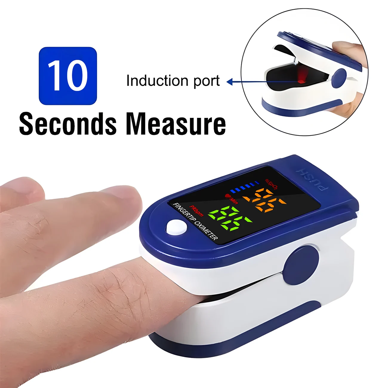 Oximeter Portable Fingertip Pulse Blood Oxygen Saturation Monitor With Display Fingertip Oximeter Testing SpO2 Health No Battery