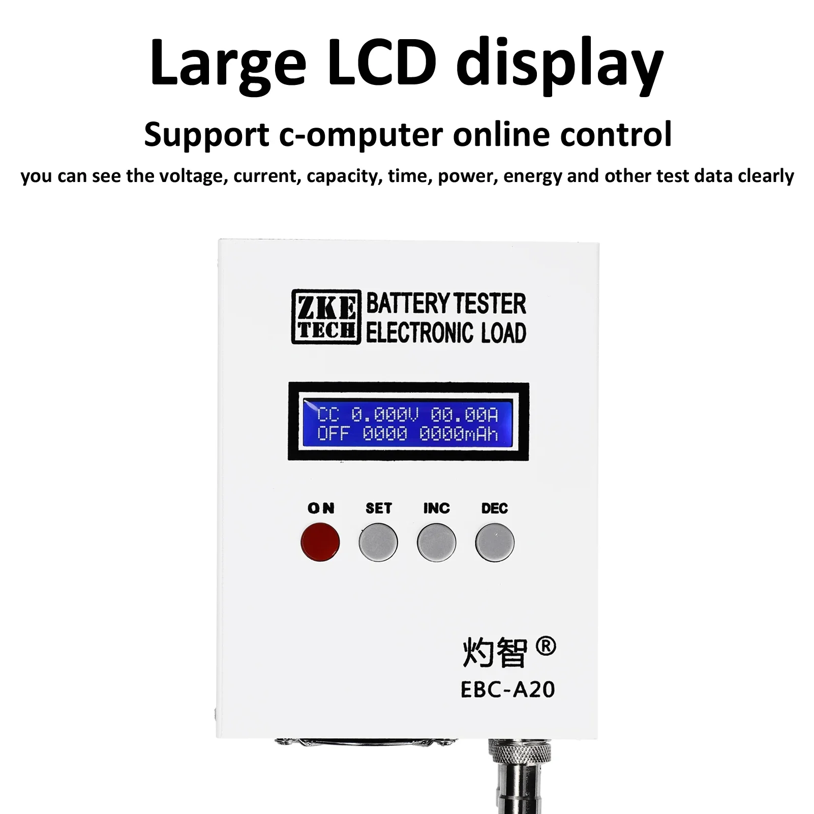 30V 20A 85W Lithium Leadacid Batteries Capacity Test Device EBC-A20 Battery Tester 5A Recharge 20A Discharge