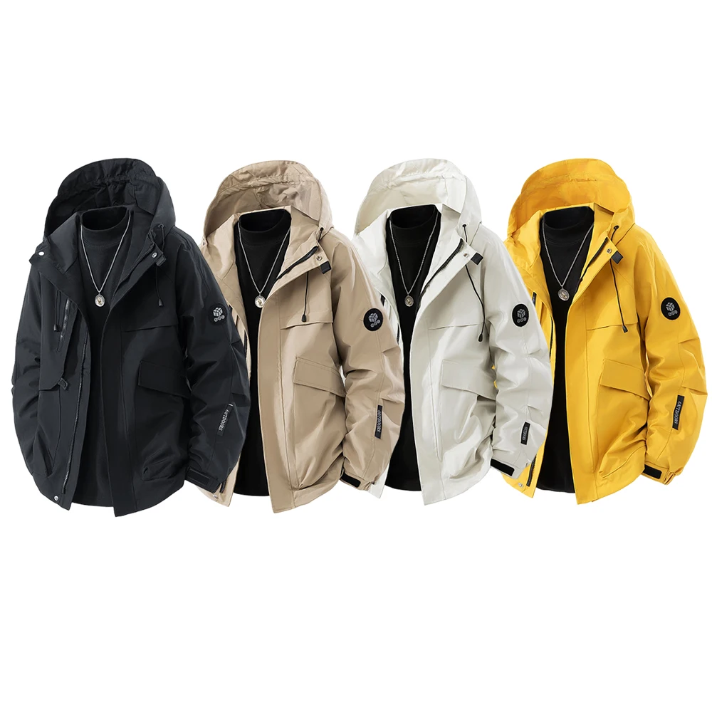

Men's new spring and autumn coat with hood, spring outdoor travel jacket, men's weatherproof mountaineering jacket, casual style