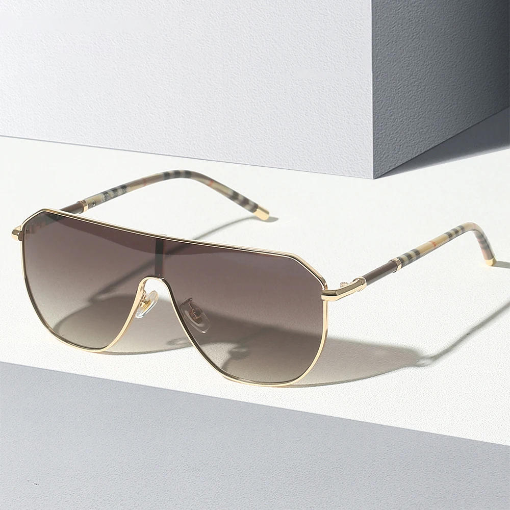 

Солнцезащитные очки в стиле панк для мужчин и женщин, брендовые Роскошные Дизайнерские винтажные металлические солнечные очки с плоским верхом и большой оправой, в полоску