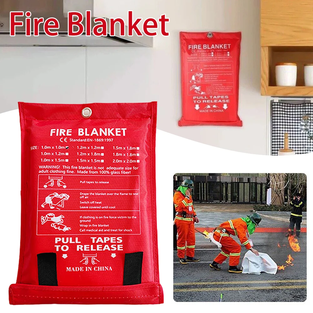 1.2M Portable Fire Blanket Fire Shelter Fiberglass Fire Flame Retardant Emergency Survival Safety Cover Fire Emergency Blanket