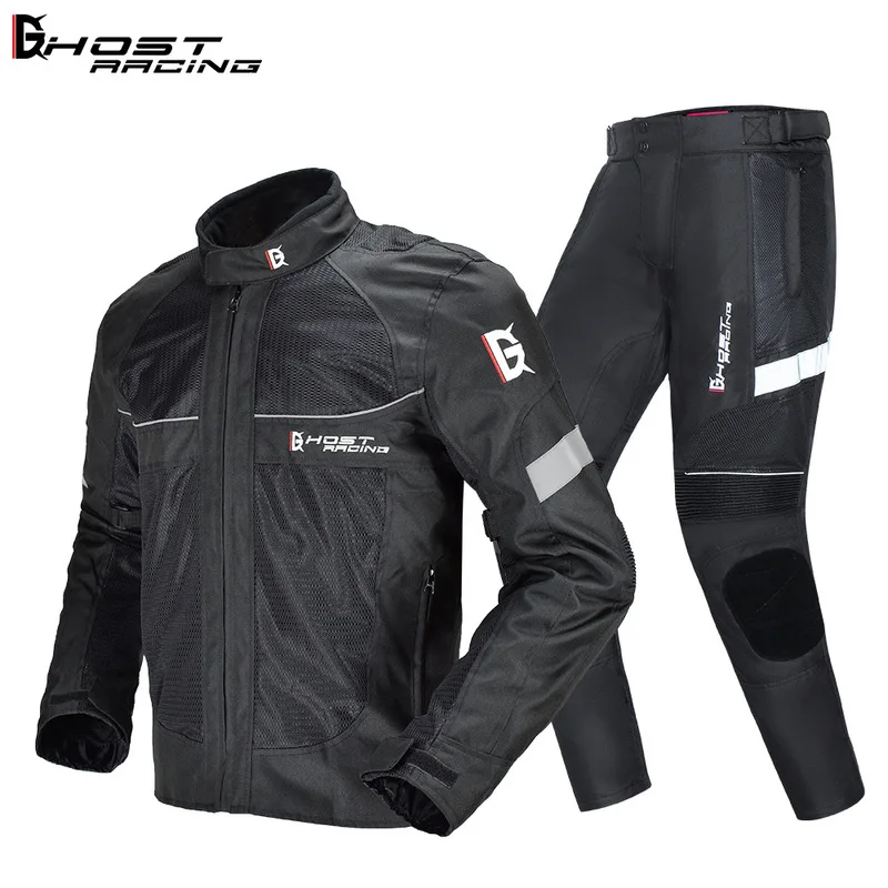 

Mens Summer Mesh Motorcycle Riding Suit Anti Fall Protective Motorbike Racing Jacket Pants Set For Rider Knight Breathable Gear