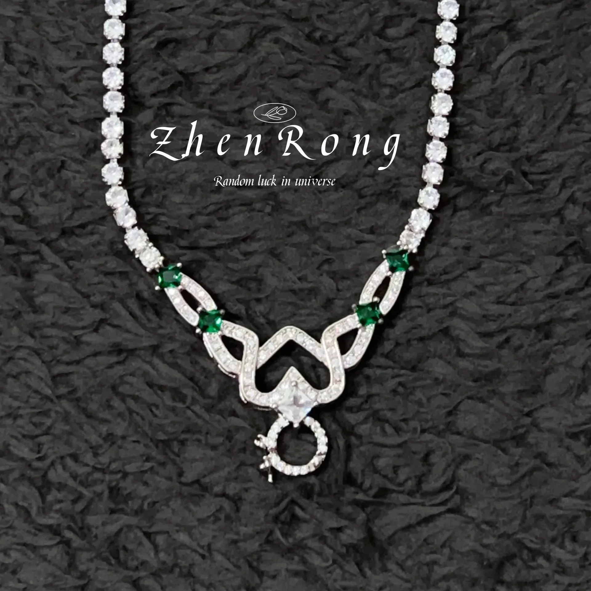 S925 Sterling Silber Halskette Haute Couture Voll-Diamant-Design Universalkette mit Universalknopf für Frauen und Mädchen – Detail 1
