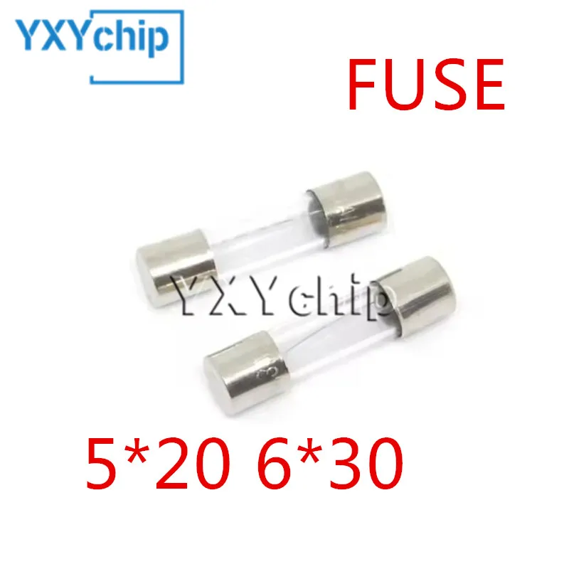 100pcs 5*20 6*30 Glass Fast Fuse 250v 0.1A 0.2A 0.5A 1A 2A 3A 3.15A 4A 5A 6A 7A 8A 10A 12A 15A 20A 30A Quick Blow 5x20 6x30mm