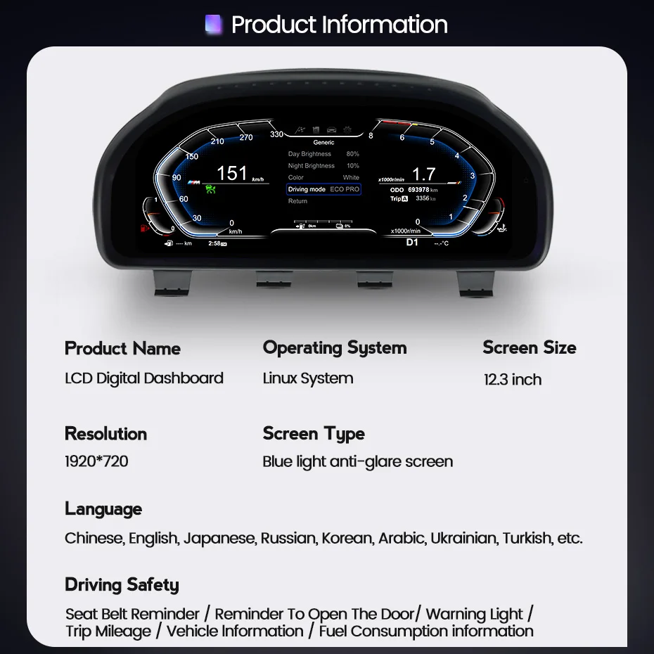 MEKEDE 12.3 بوصة سيارة LCD لوحة القيادة الرقمية العنقودية ل F10 F11 F18 F06 F12 F13 F01 F02 F03 #4