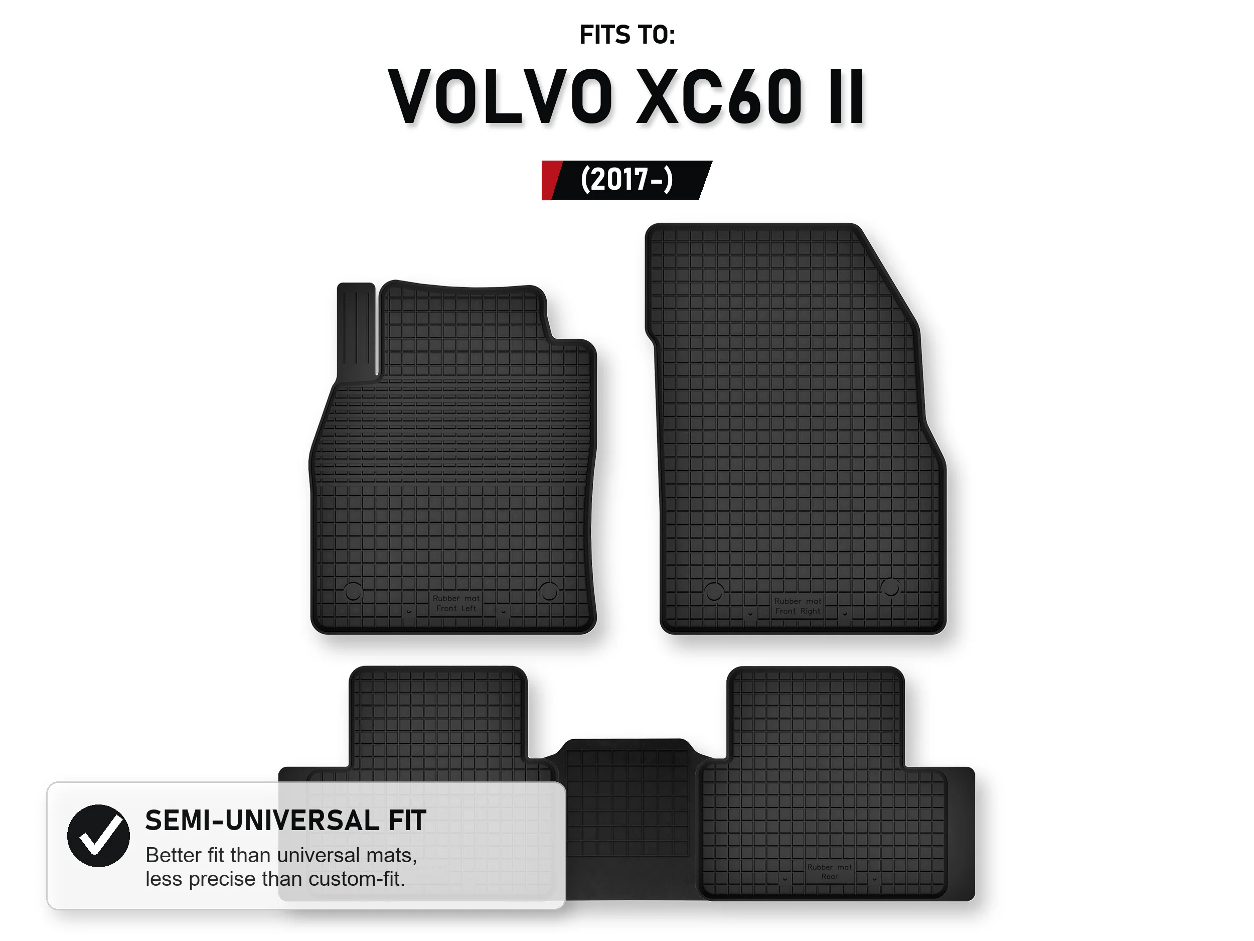 Rubberen mattenbak met tunnel voor: Volvo Xc60 Ii 2017- 5 stuks