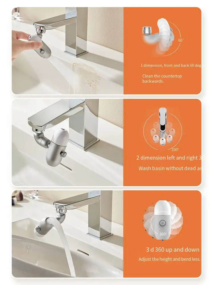 Imagem -03 - Pressão da Água Aumentar Fountain Faucet Extender Anti Splash Rotação Universal Enxaguamento e Bubbling Dispositivo Seven Water Splash