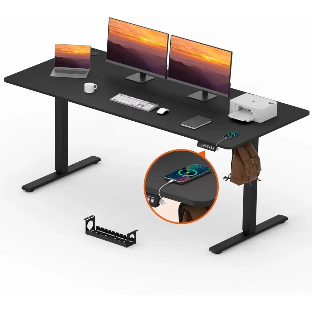 

Large 71x31 Inches Height Adjustable Standing Desk with Cable Management, Home Office Computer Desk with Memory Preset