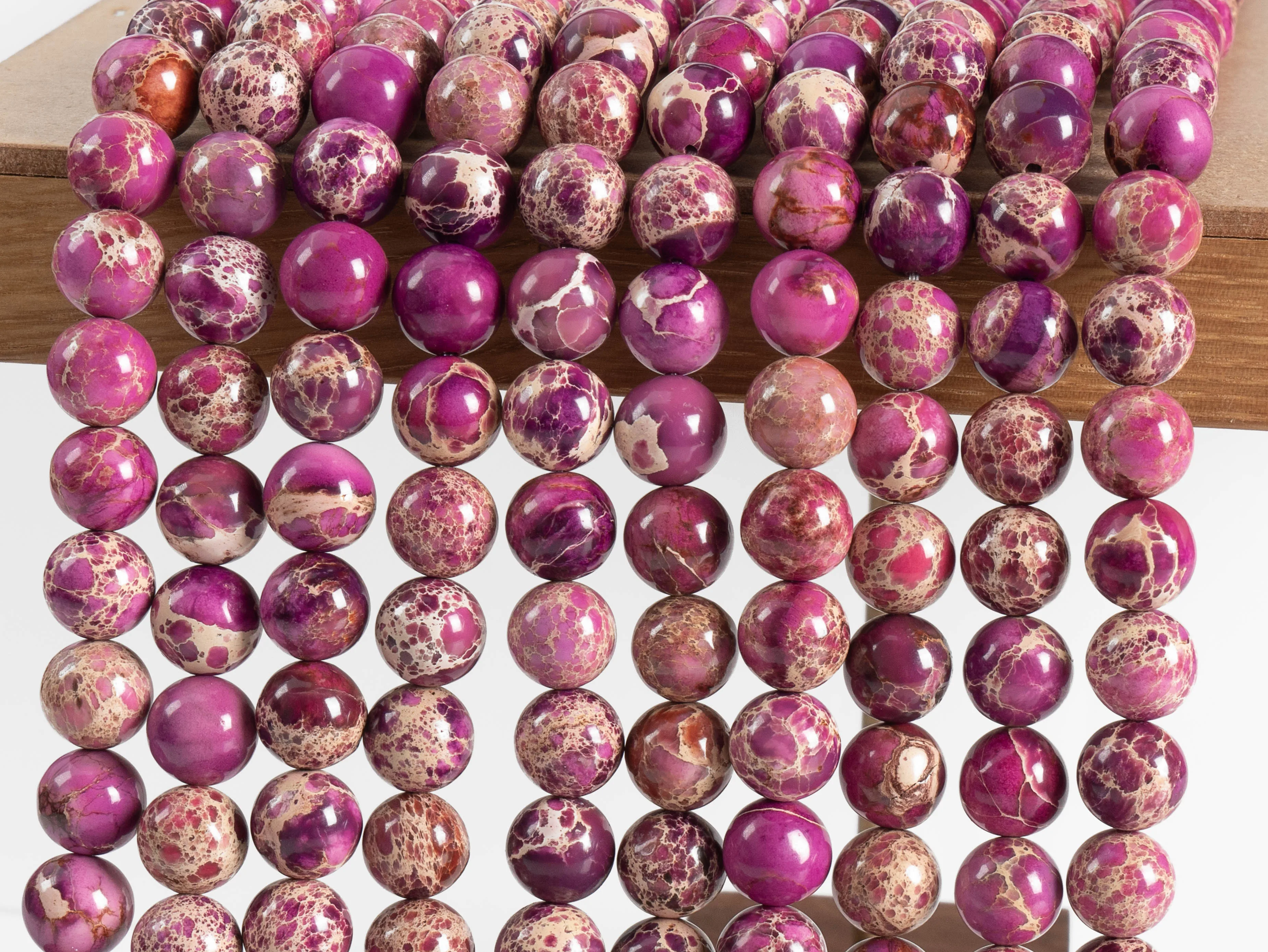 Natural stone Purple Pink Sea Sediment Imperial Jasper Grade AAA  Loose Beads Round Size Options 6/8/10mm for Jewelry Making