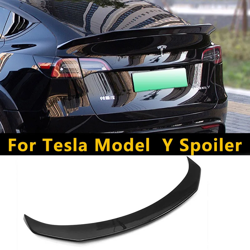 

For Tesla 2021 2022 2023 Model Y Trunk Spoiler fits Sedan Carbon fiber pattern Rear Boot Lid Highkick Tail Wing Lip Accessories