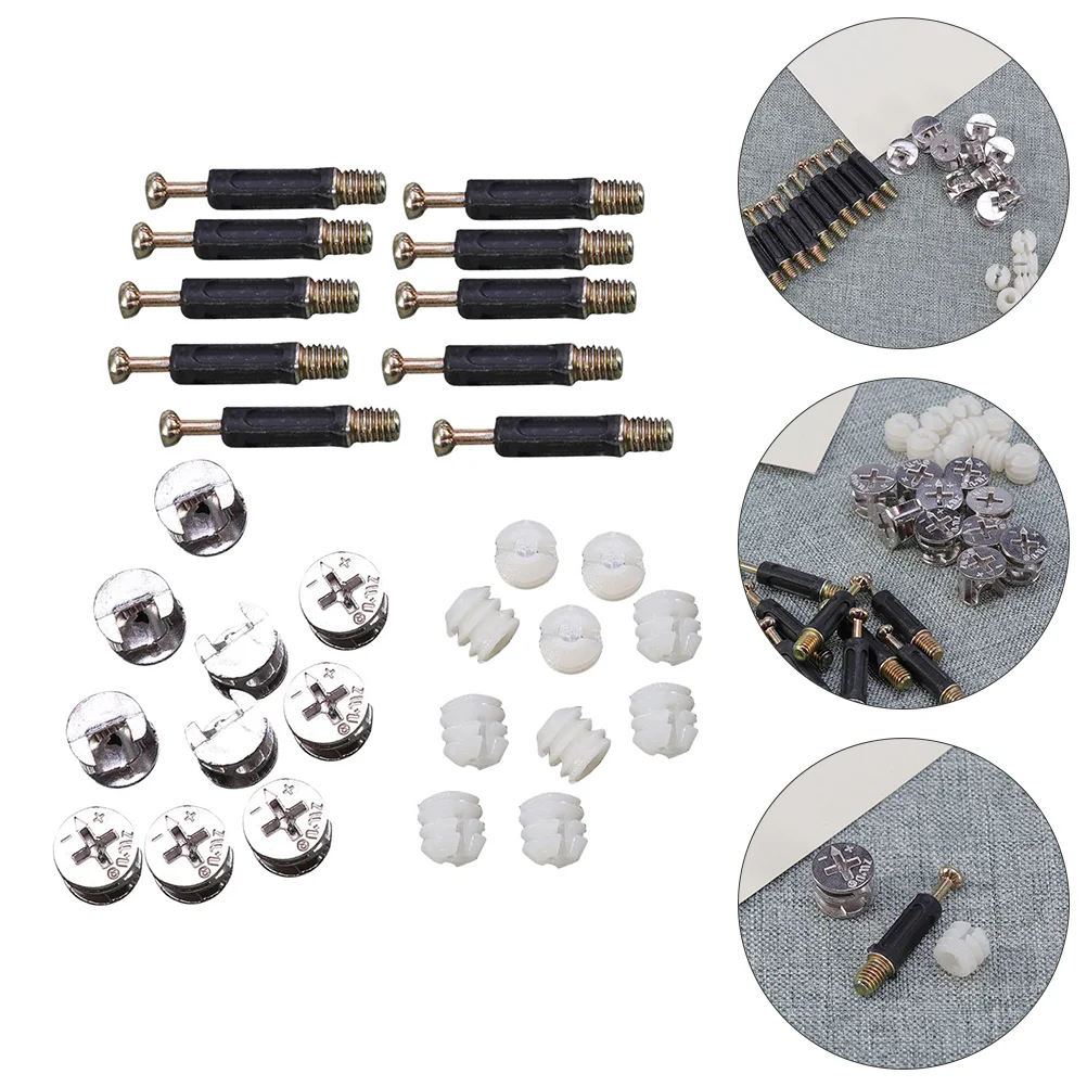 24 Sets Connector Fastening Bolts Cam Fitting Dowels Zinc Alloy Furniture Connecting