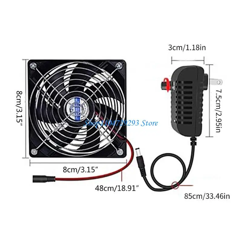 Y2GD Brushless Fan 8cm 80mm Server Cooler3500rpm 3W Adjustable Small Exhaust Fan 3cm
