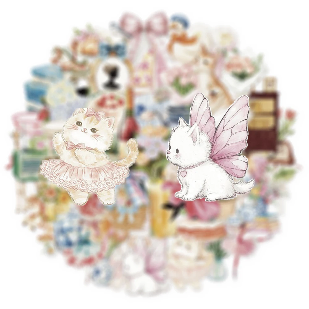 

10/30/50pcs Cute Retro Watercolor Girl Garden Stickers Aesthetic Graffiti Decals DIY Suitcase Phone Notebook Transparent Sticker