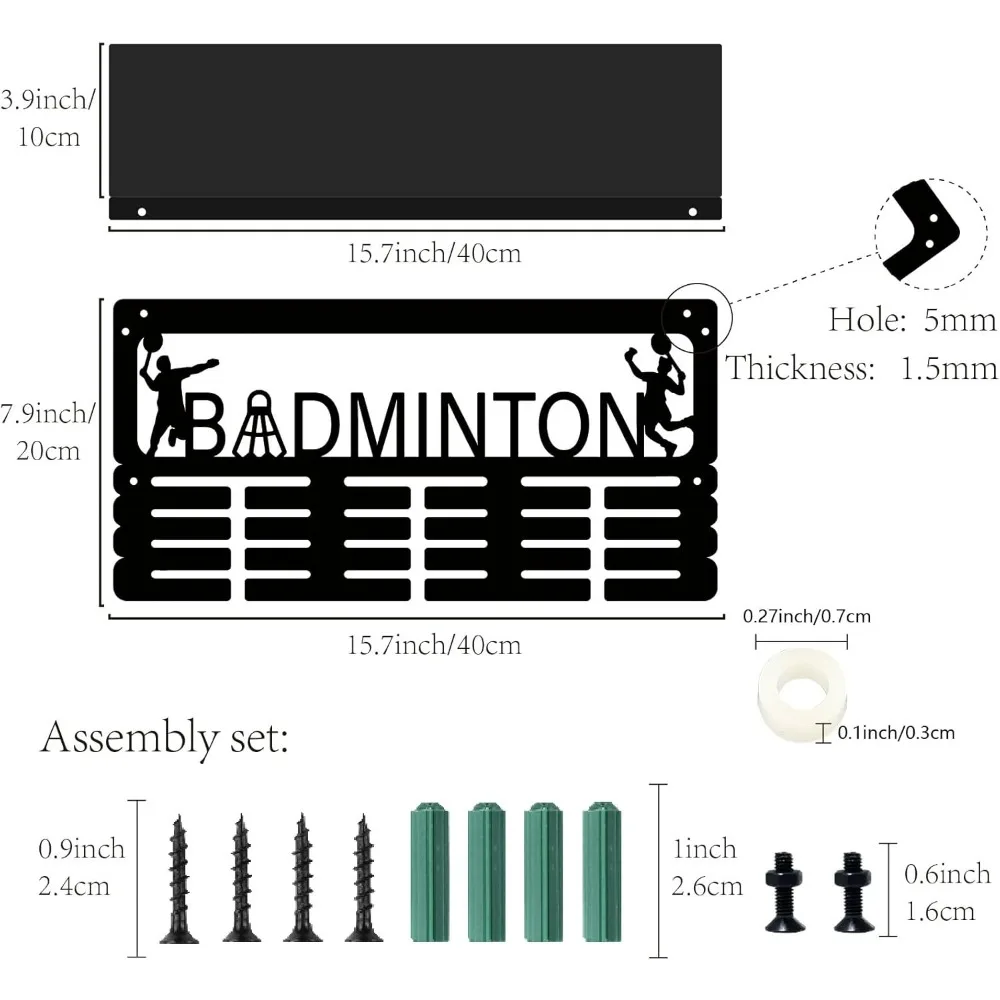 Badminton Medal Hanger Display Trophy Shelf Medal Holder with Shelf Stand Sports 4Rows Metal Hanging Wall Mount Frame making kit