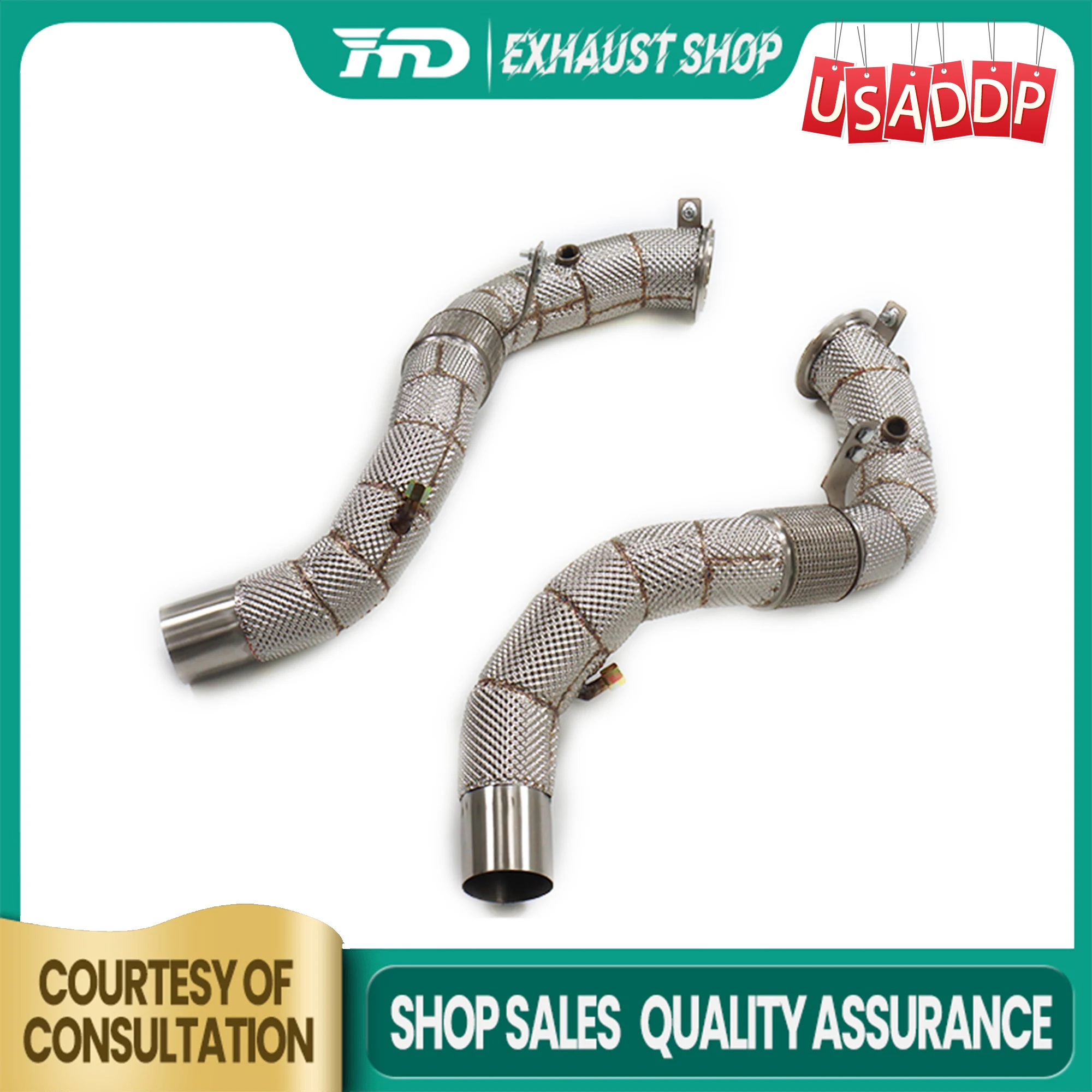 

Exhaust for BMW X5 X6 M50i G05 G06 4.4T Downpipe Stainless steel Double root Heat shields Excellent quality