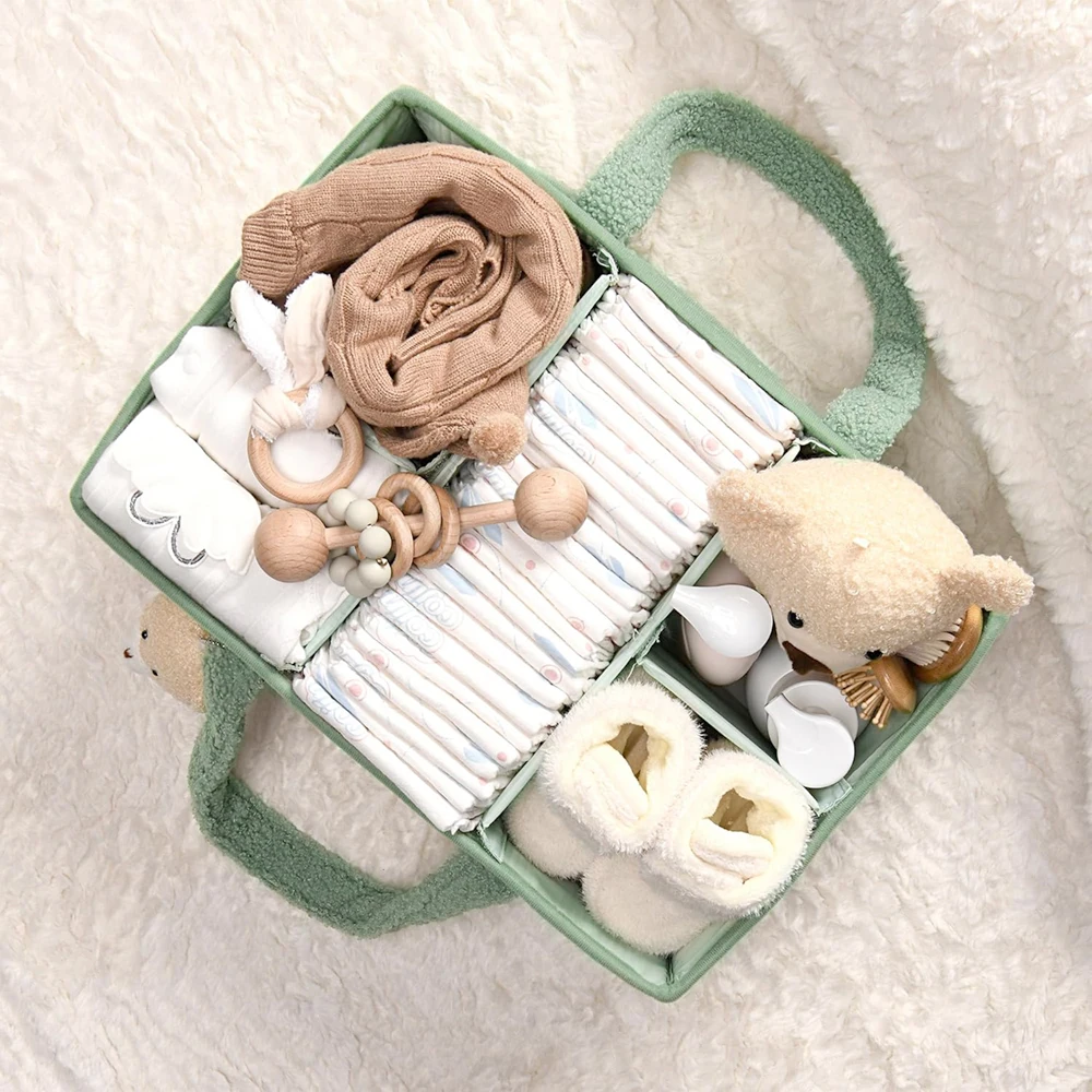 Wipes Gift for Baby Shower Car Organizer Nursery Diaper Caddy Organizer for Changing Table Storage Basket