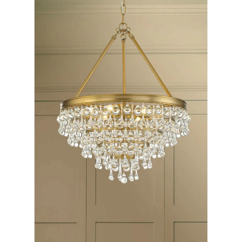 

BOSSEN American Style Dimmable Chandelier with Gold Teardrop Glass Metal Luster Adjustable Chain for Dining Room Villa 2025