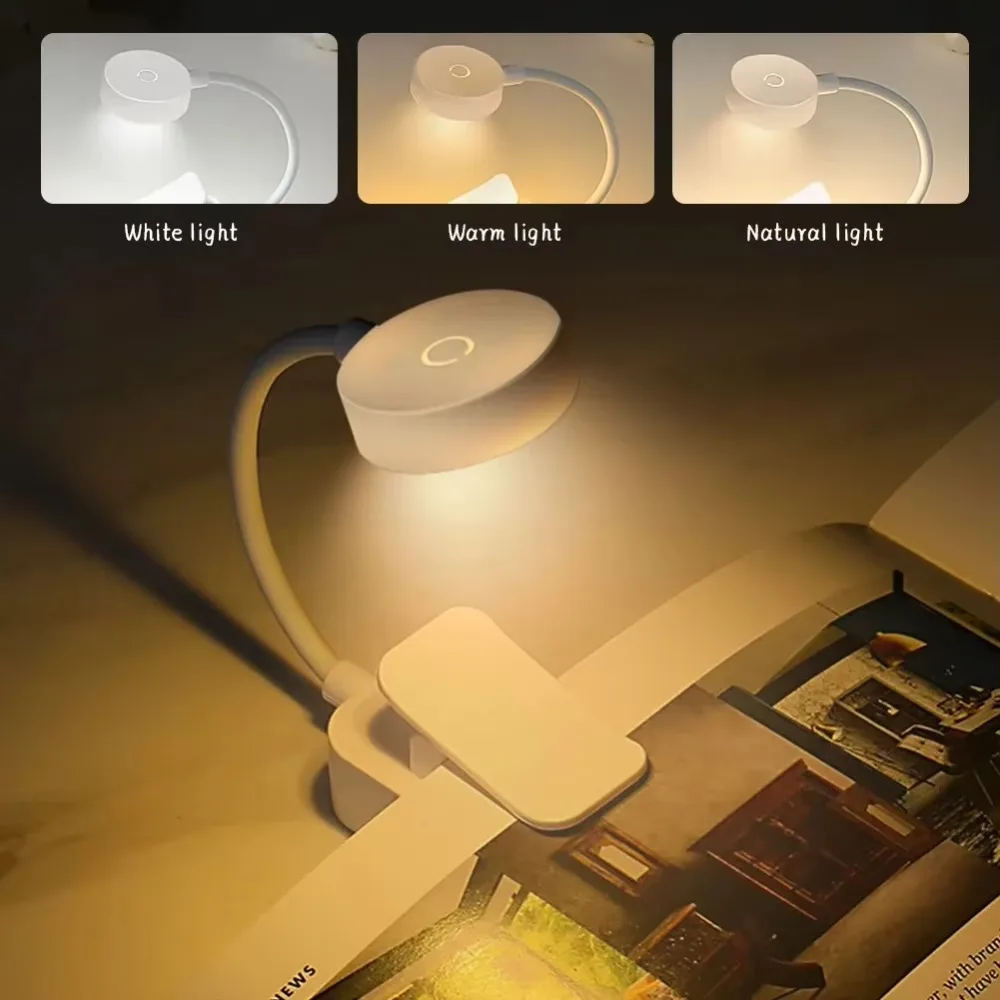 

Lightweight 3 Colors LED Book Clip Lights Mini Eye Protection Bedroom Table Lamp Flexible Folding Clamp Night Light Learning