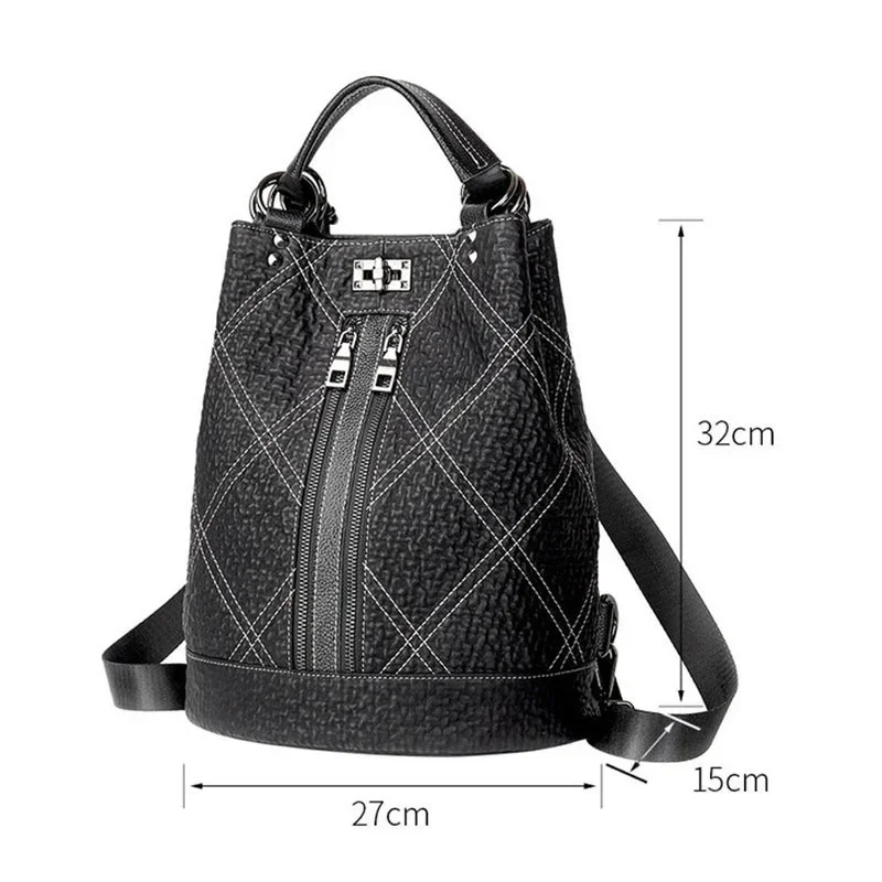 Women Soft Leather Black Backpack Genuine Leather Backpacks Girls Anti Theft  Backbag Female Rucksack Backpack Sac Homme Cuir