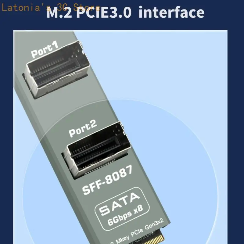 Routing-Erweiterungskarte für acht Laufwerke mit zwei SFF-8087-Ausgängen, M-Key-PCIe-Karte für internes Speicherlayout und – Detail 4