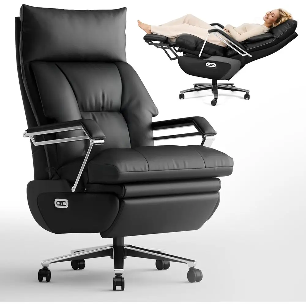 

Dual Motor Electric Executive Office Chair with Footrest, Comfortable Reclining Chair, Wide Seat, Big and Tall Ergonomic Leather