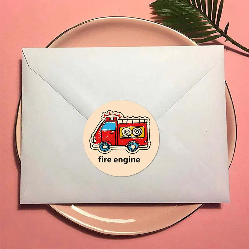 500 Stuks 8 Ontwerpen Kinderen Puzzel Stickers 1Inch Treinbus Sticker Schattige Transportauto 'S Voor Aanmoediging Student Kinderen Labels