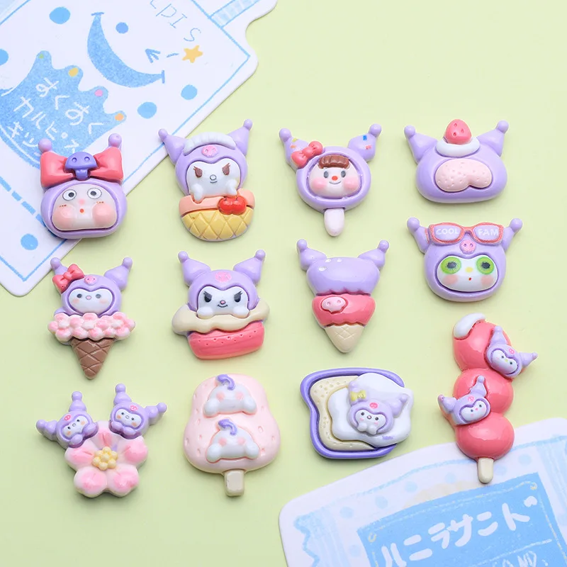 5 Stuks Schattige Sanrio Kuromi Cartoon Hars Flatback Diy Kawaii Hars Accessoires Ambachten Materialen Scrapbooking Versiering