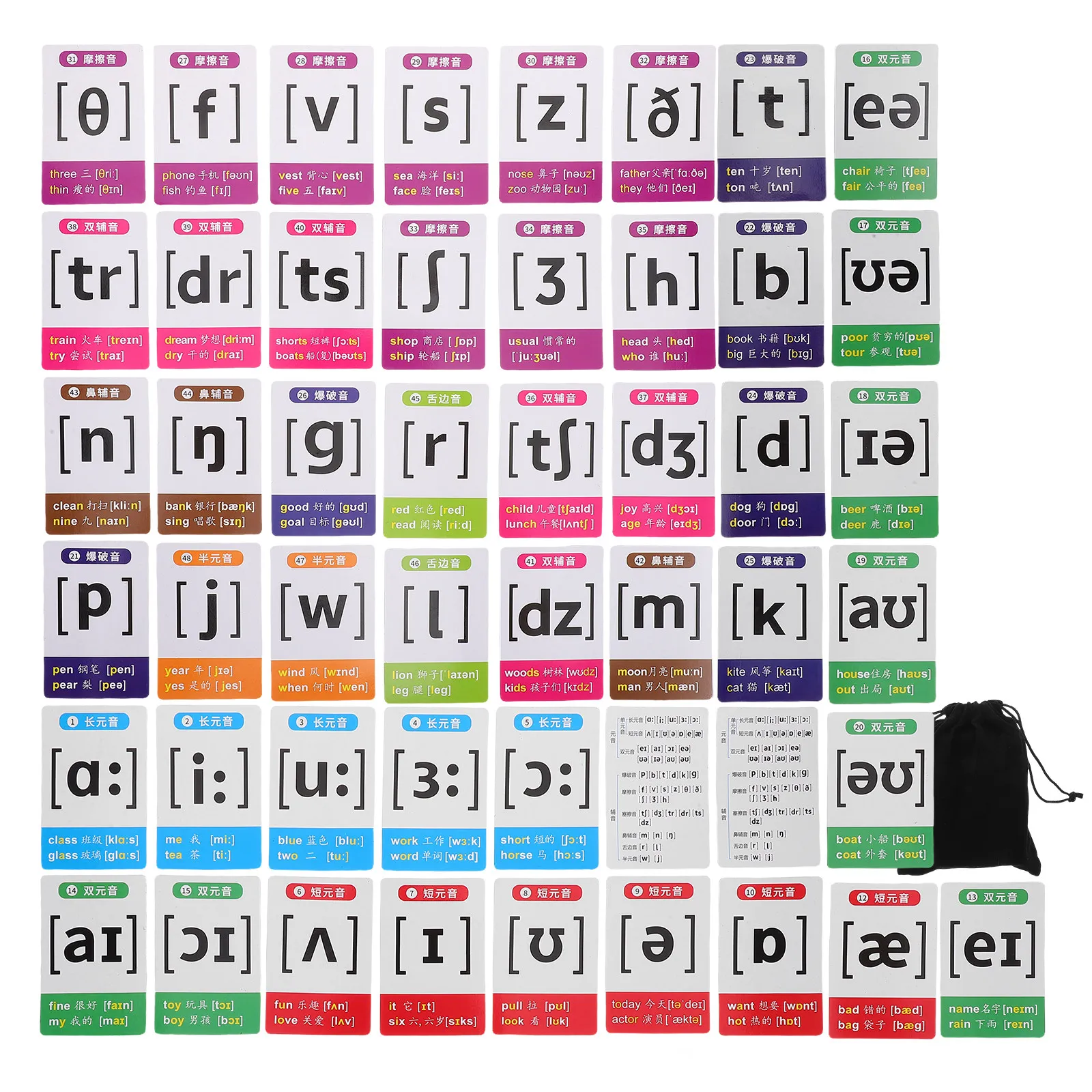 

48Pcs Magnetic Phonetic Symbol Cards Vivid Colors Early Childhood Education Kindergarten Practice Language Skills Learning