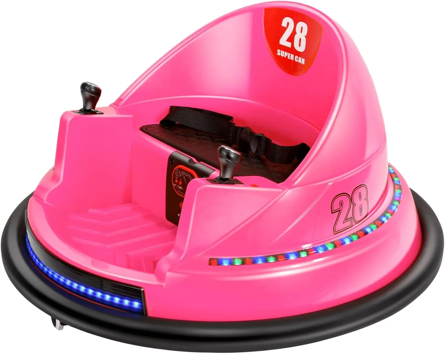 Race Toy 6V Electric Ride On Bumper Car Vehicle Remote Control 360 Spin DIY Numbers 00-99 ASTM-Certified Pink