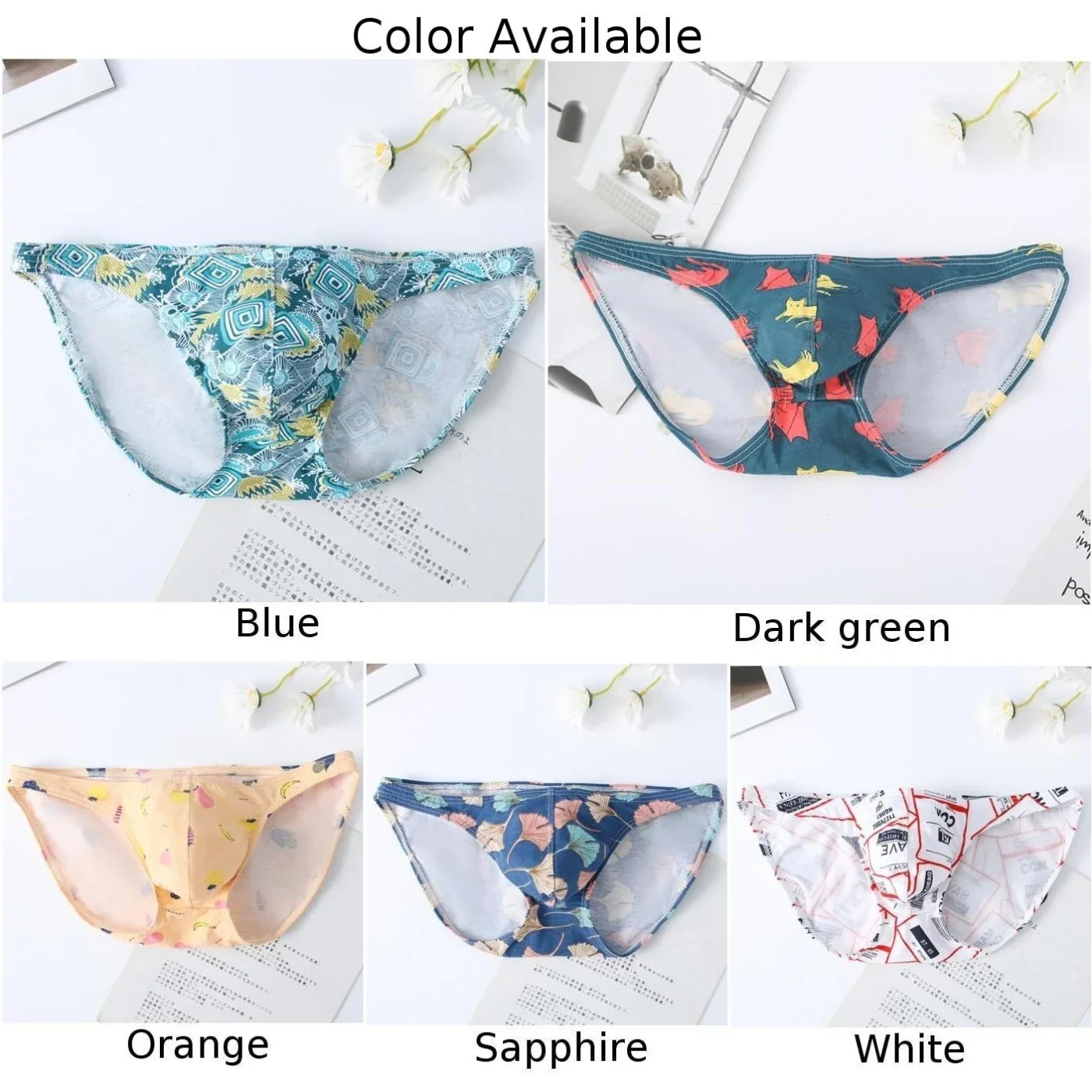 Thongs Underpants Mens Briefs Sexy Mens Breathable Cotton Briefs Low Waist Underwear In 5 Colors Tag Size L 3XL