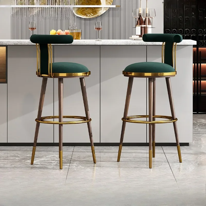 

Bar chair, light luxury home comfortable stool, coffee restaurant casual backrest, iron high foot chair