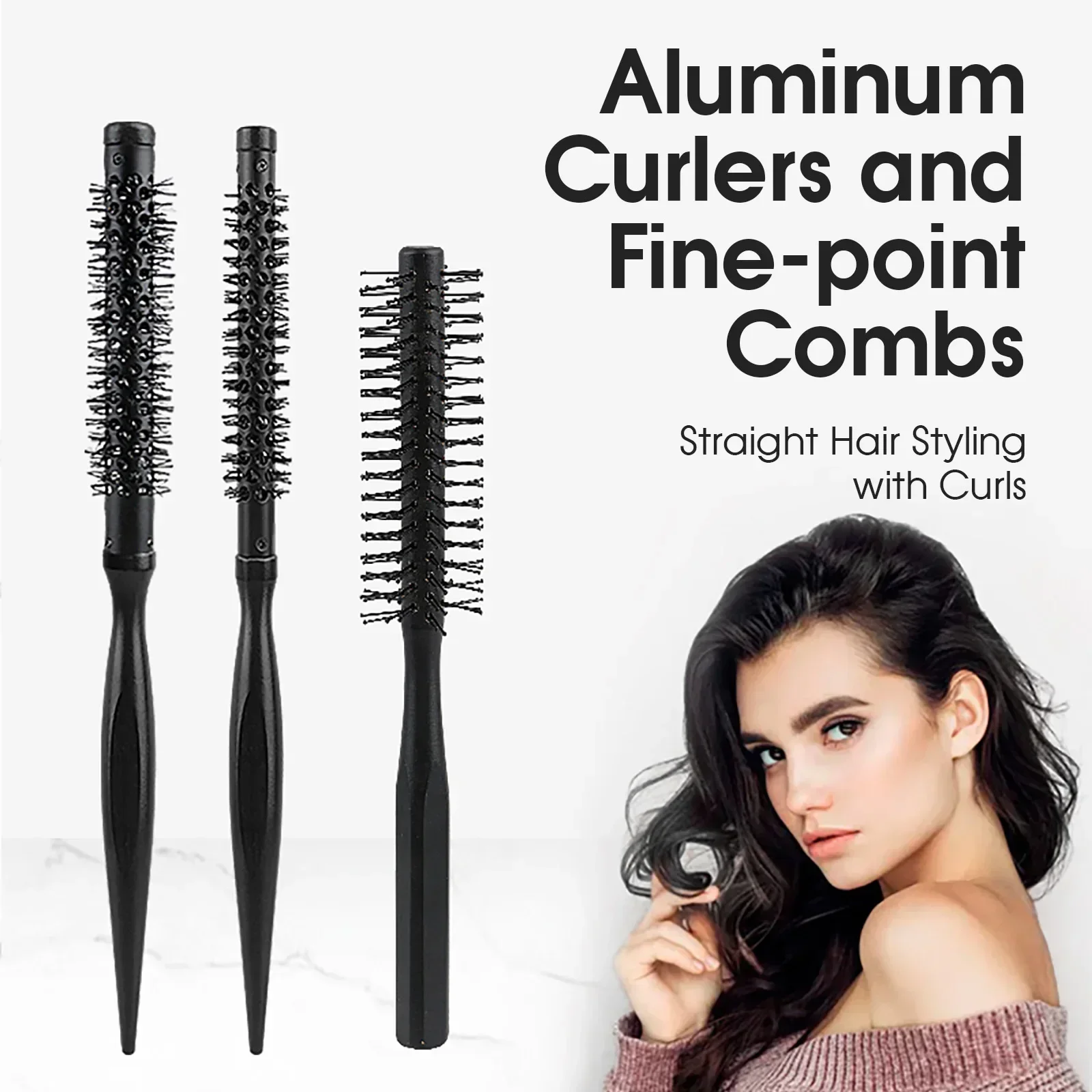Black Antistatic Round Roller Brush For Hairdryer Blow Drying Comb Straight Hair Curly Hairdressing Style Fluffy Roots Tool Comb