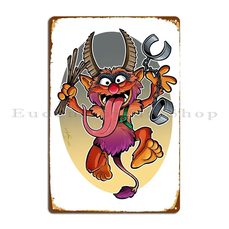 krampus علامة معدنية سينما جدار ديكور جدار جدارية مخصصة تين تسجيل ملصق