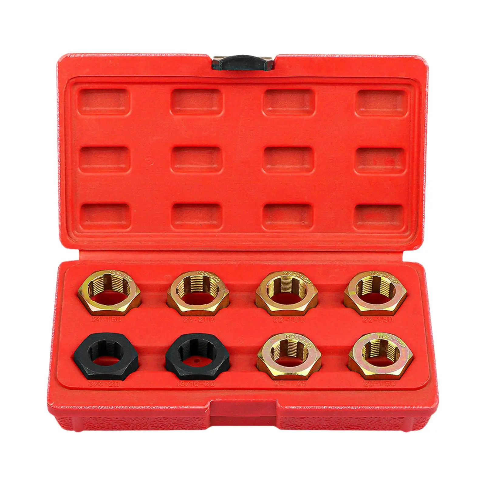 8Pcs Generic Axle Spindle Rethreading Tool Kit Versatile with Plastic Case