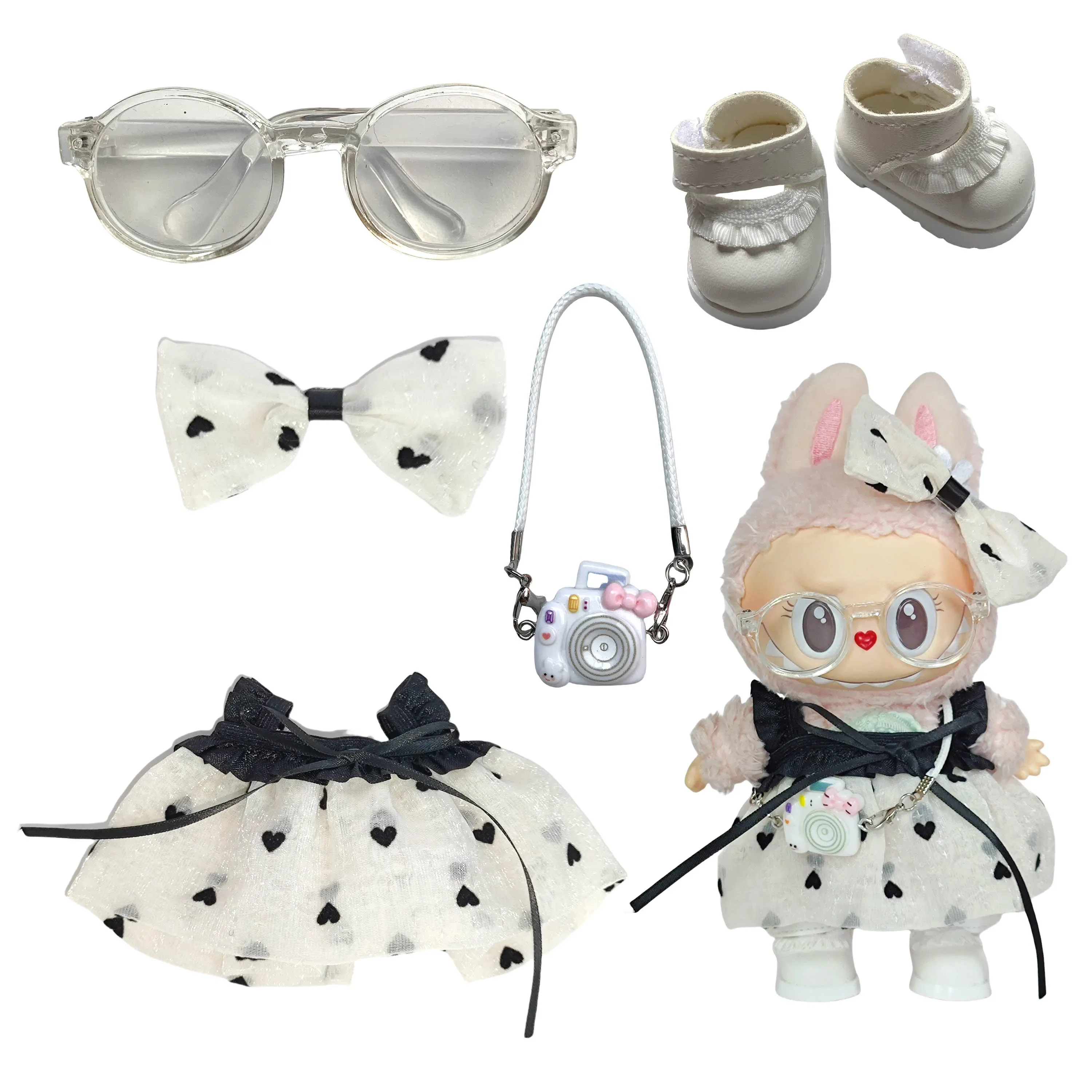 17 см кукольная одежда Labubu, милая модная одежда V1V2 Idol, детский подарок «сделай сам», платье Labubu, плащ, подарочная одежда, аксессуары для волос Ropa