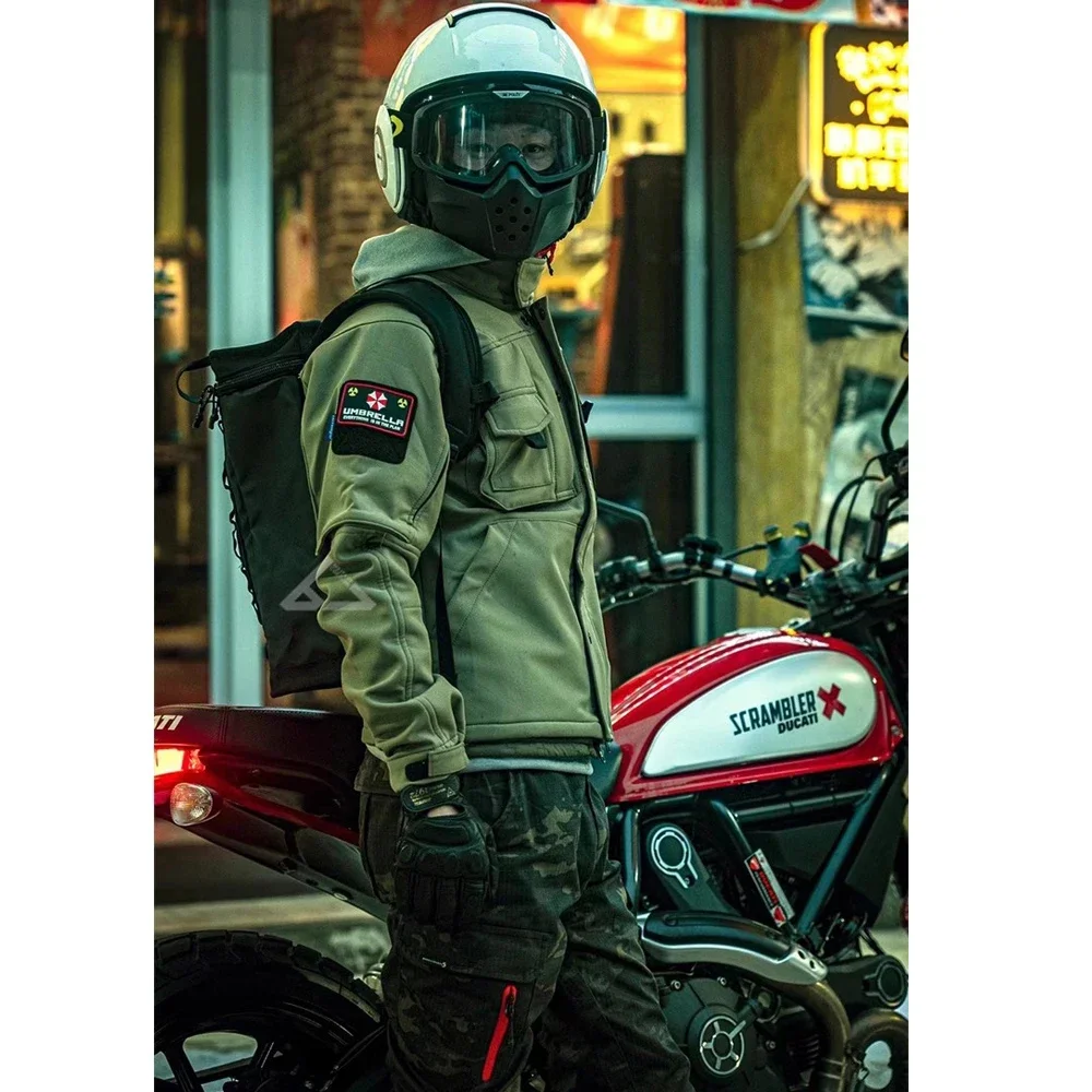 À prova de vento à prova dwindproof água terno motociclista dos homens jaqueta tática calças define inverno pele tubarão militar casca macia uniforme casacos lã quente