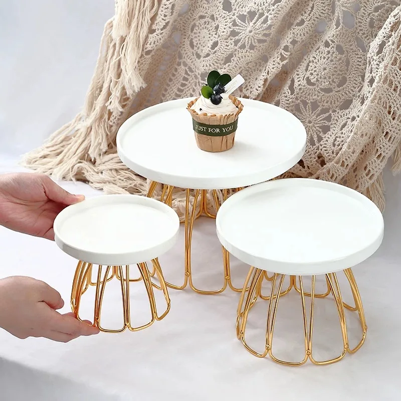 Wood High Feet Cake Stand Dim Sum Plate Ceramic Fruit Dessert Plates Snack Tray Display Bread Dish Refreshment