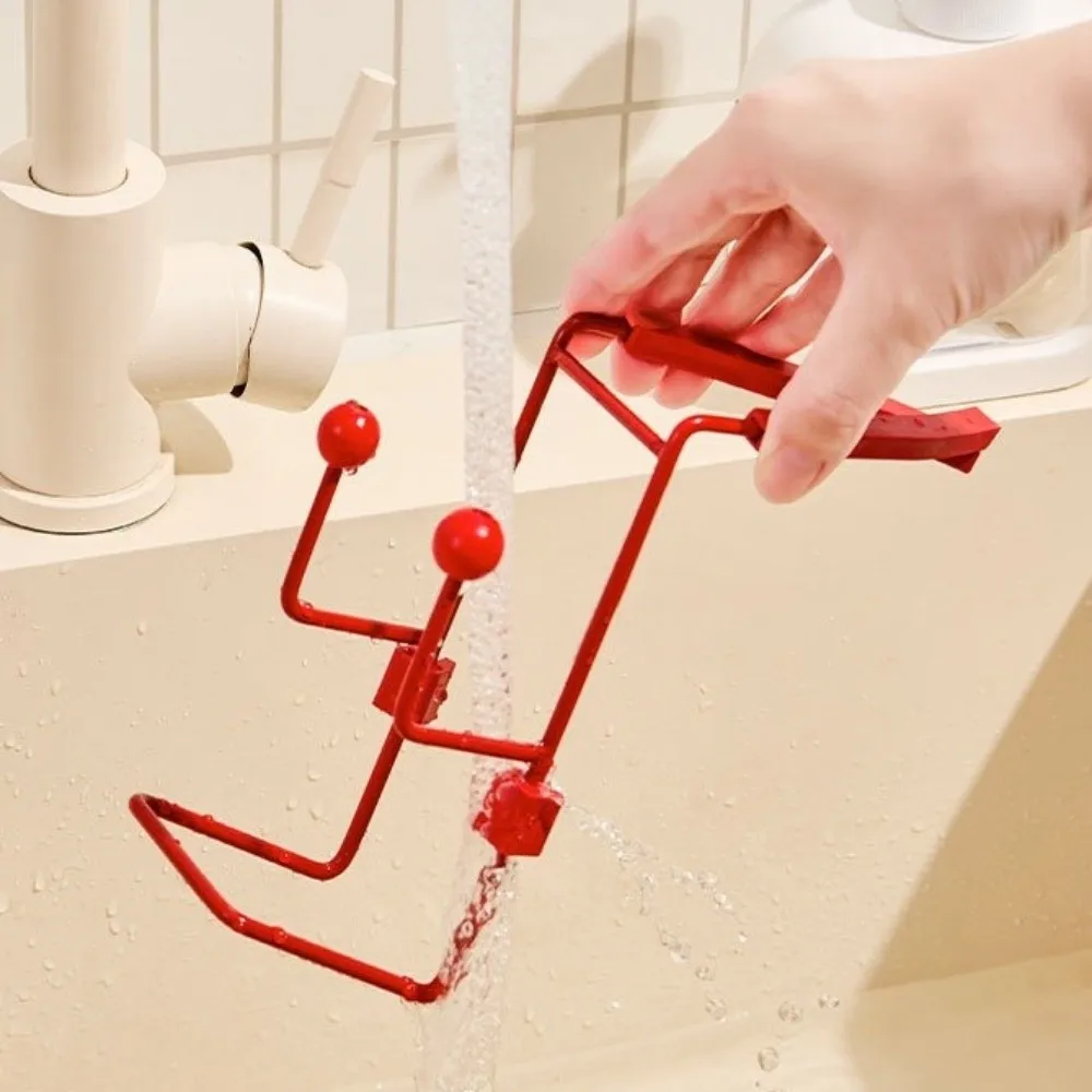 Dual Hooks Faucet Drain Rack Open Frame Cleaning Tool Organizer Sponge Holder Quick Draining Hanging Sink Kitchen Sink Storage