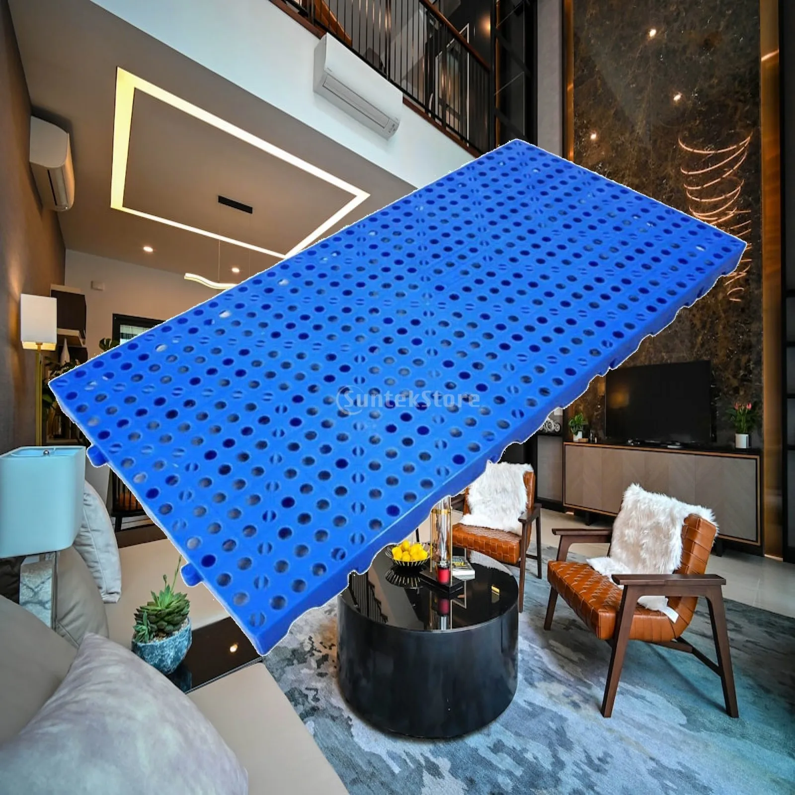 Interlocking Ventilated Floor Panel Circular Hole Grid Mat Heavy Duty Plastic Deck for Workshop Use